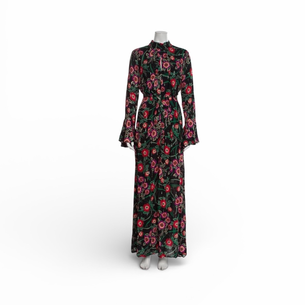 Misa Los Angeles Floral Maxi Whimsigoth Boho Bell sleeve backless dress S NWT